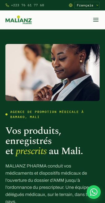 Page d'accueil de MalianzPharma