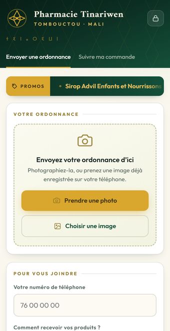 Envoi d'ordonnance sur Pharmacie Tinariwen