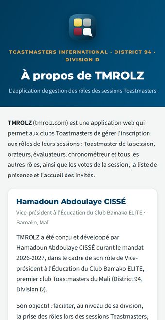 Page de présentation de TMROLZ